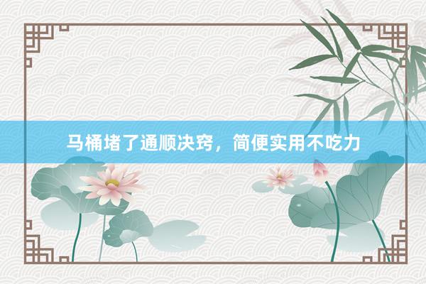 马桶堵了通顺决窍，简便实用不吃力