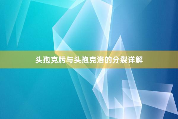 头孢克肟与头孢克洛的分裂详解